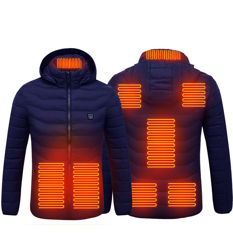 men & women Heated Puffer Jacket Electric Heating Coat Insulated Hood Windbreaker 9Heat Zones