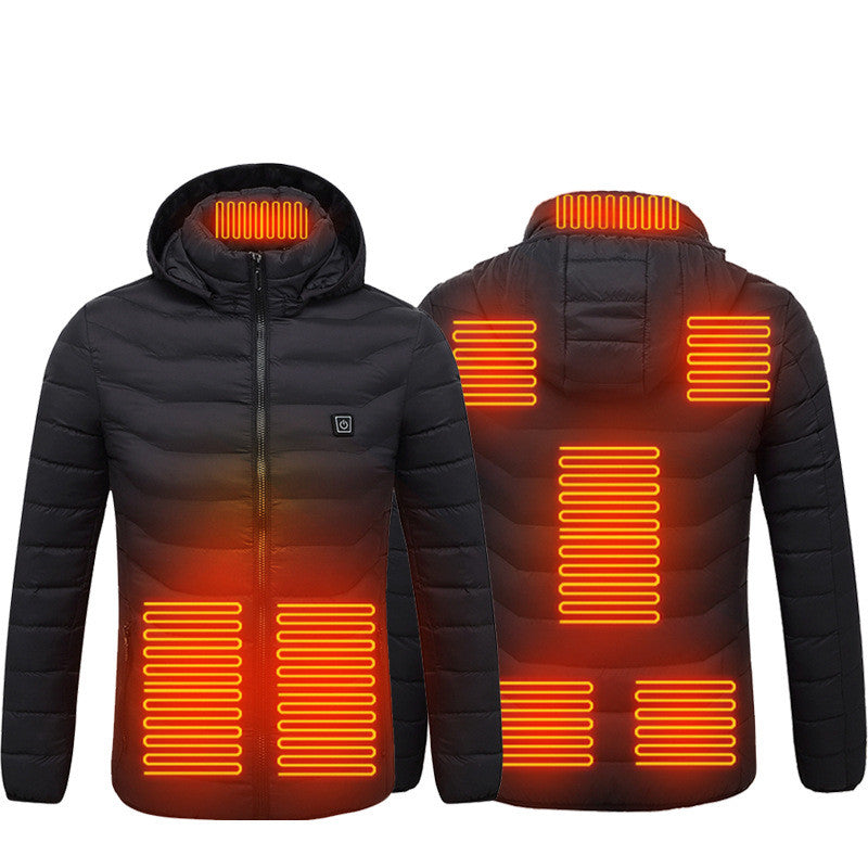 men & women Heated Puffer Jacket Electric Heating Coat Insulated Hood Windbreaker 9Heat Zones