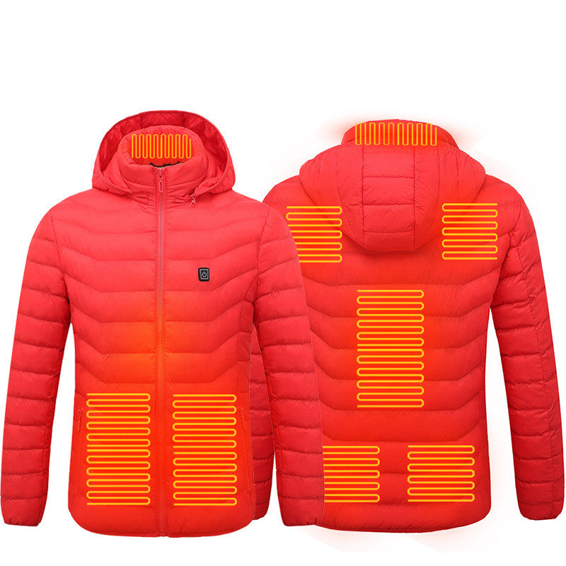 men & women Heated Puffer Jacket Electric Heating Coat Insulated Hood Windbreaker 9Heat Zones