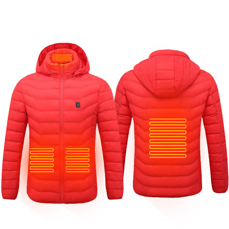 men & women Heated Puffer Jacket Electric Heating Coat Insulated Hood Windbreaker 9Heat Zones