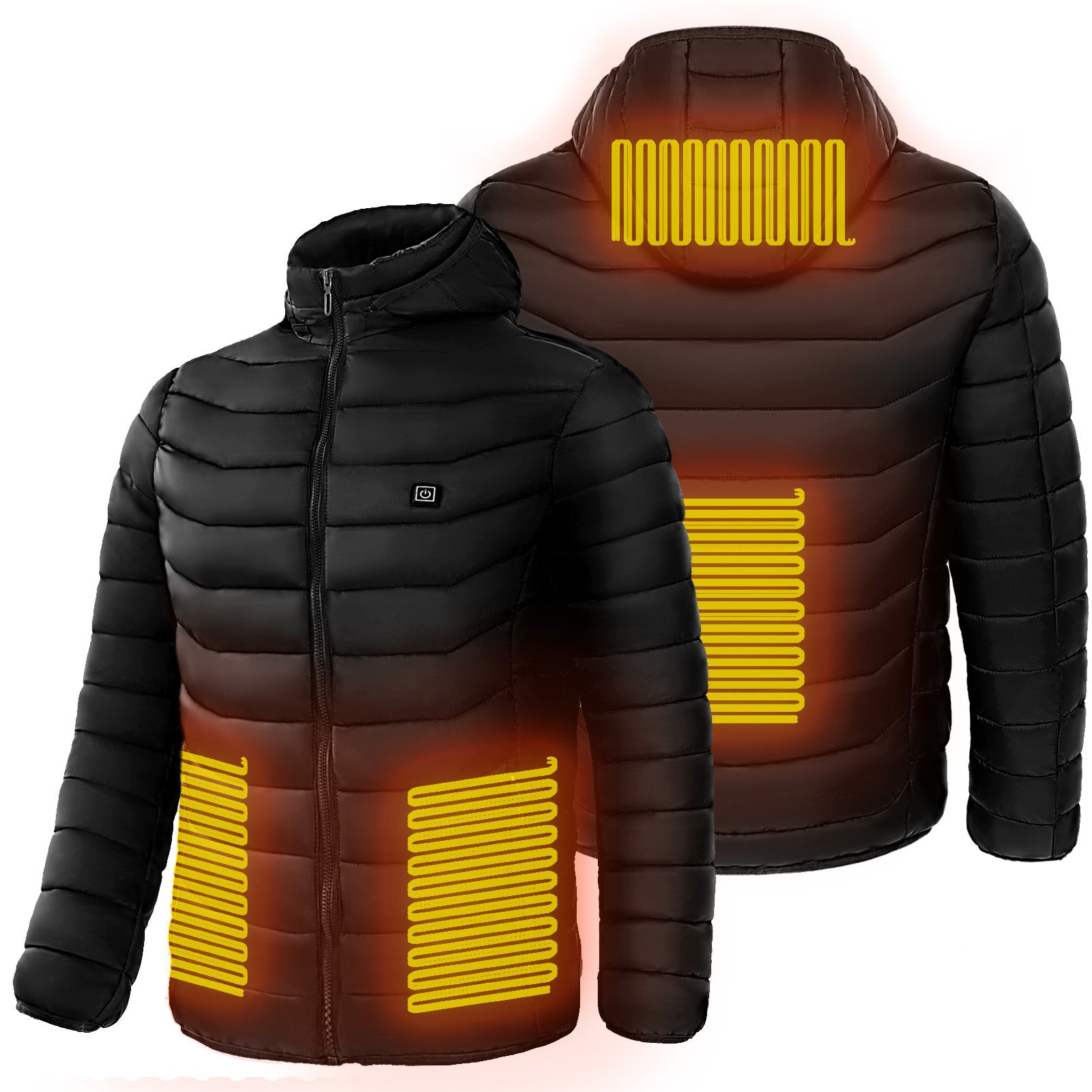 men & women Heated Puffer Jacket Electric Heating Coat Insulated Hood Windbreaker 9Heat Zones